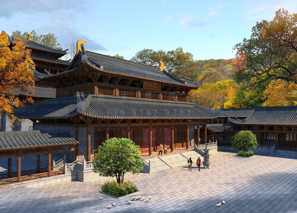 仙居仿古建筑规划设计，寺院总体规划与施工装修